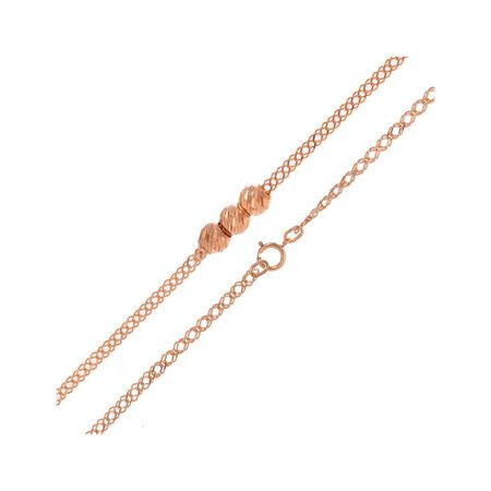 Серебряный браслет на ногу Двойной ромб с позолотой