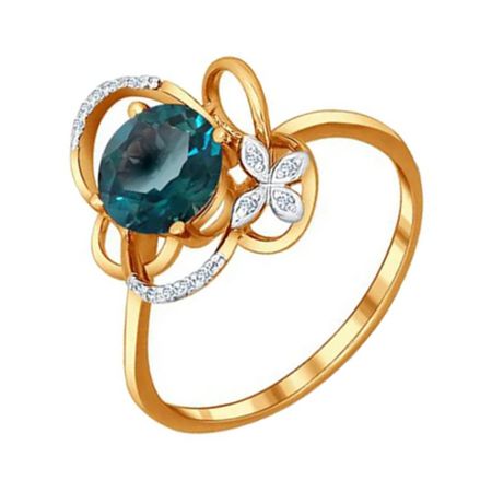 Кольцо SOKOLOV из золота с топазом и кристаллами