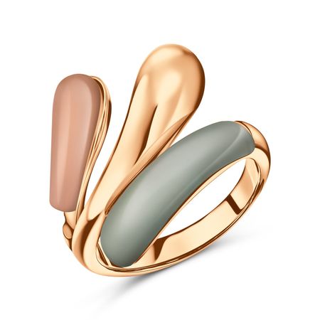 Серебряное кольцо с кошачьим глазом и позолотой