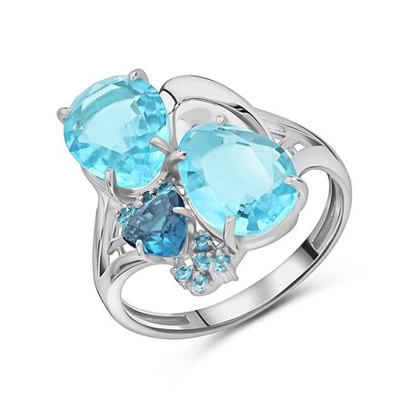 Серебряное кольцо с ювелирными кристаллами и шпинелью