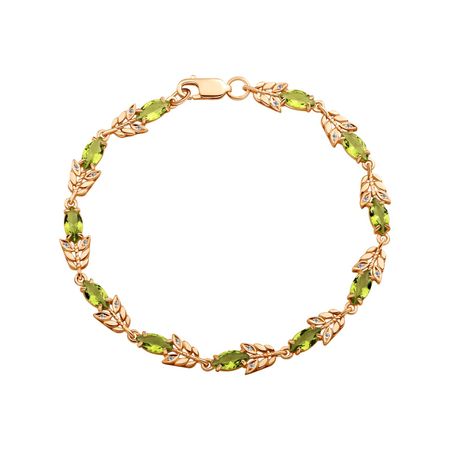 Серебряный браслет с ювелирными кристаллами и фианитами с позолотой