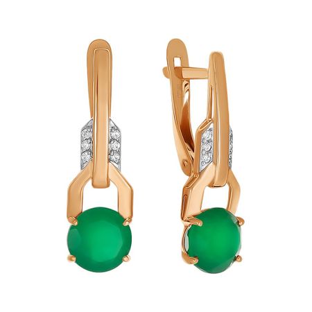 Серьги из золота с агатами и фианитами