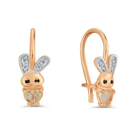 Золотые серьги с цитринами и фианитами