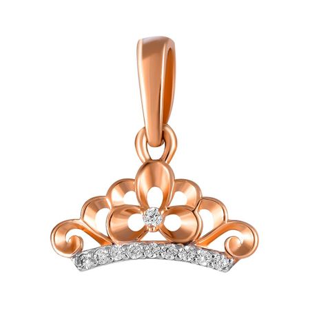 Золотая подвеска Корона с фианитами