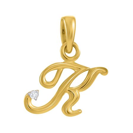 Золотая подвеска буква К с бриллиантом и родированием