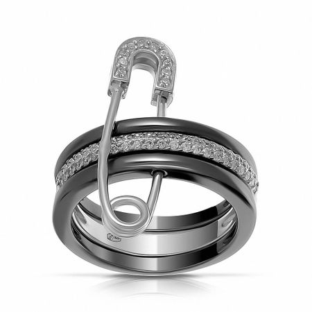 Кольцо Булавка из серебра с фианитами