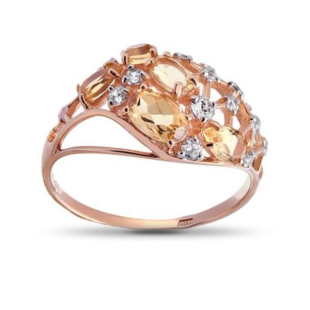 Кольцо из золота с цитринами и фианитами