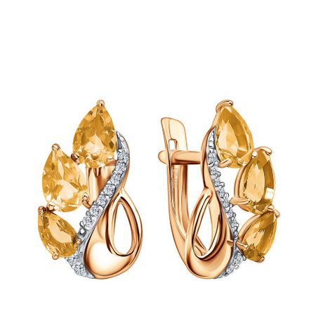 Серьги TALANT из золота с цитринами и фианитами