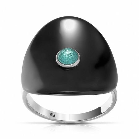 Кольцо из серебра с керамикой и кварцем