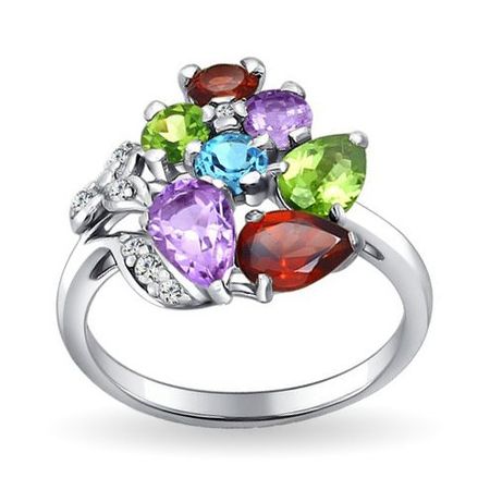 Кольцо SOKOLOV из серебра с самоцветами и фианитами