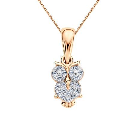 Золотая подвеска Сова с бриллиантами