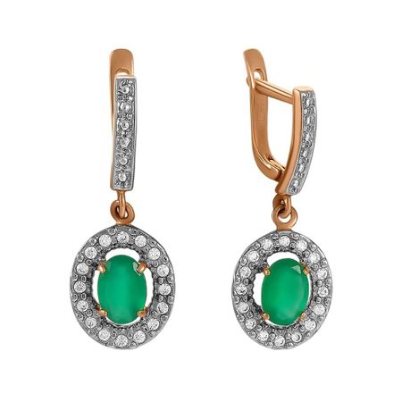 Серьги из золота с агатами и фианитами