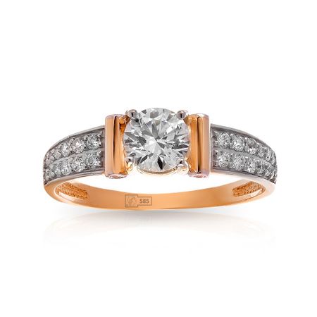 Кольцо из золота с кристаллами SWAROVSKI и фианитами