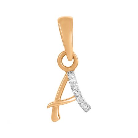 Золотая подвеска буква А с бриллиантами