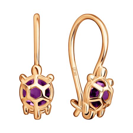 Золотые детские серьги Черепаха со шпинелью нано