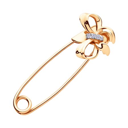 Золотая булавка с фианитами