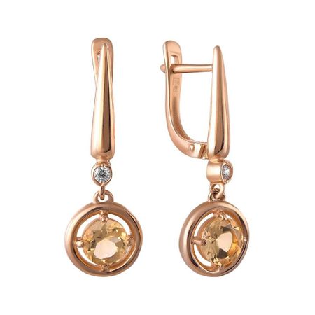 Серьги из золота с цитринами и фианитами