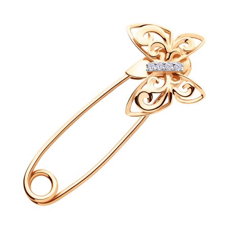 Золотая булавка с фианитами