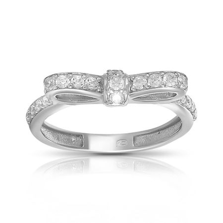 Кольцо Бант из серебра с фианитами