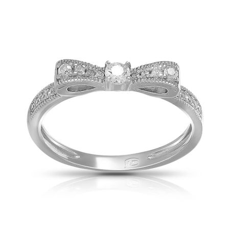 Кольцо Бант из серебра с фианитами