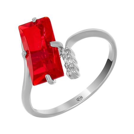 Кольцо из серебра с ювелирным стеклом и фианитами