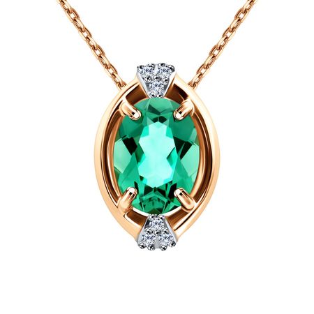 Золотая подвеска с кварцем и фианитами с родированием