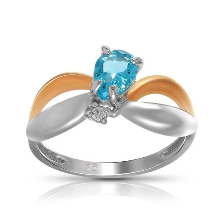 Кольцо из серебра с топазом и фианитом