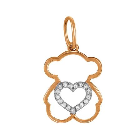 Золотая подвеска Мишка с фианитами