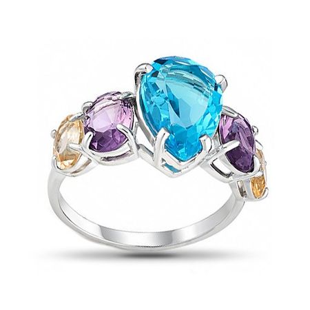 Серебряное кольцо с аметистом и морганитом с топазом