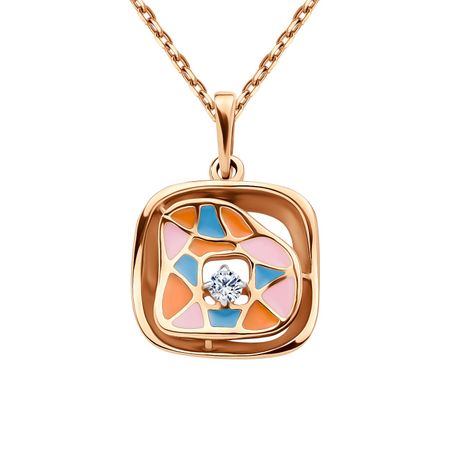 Золотая подвеска с эмалью и бриллиантом