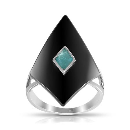 Кольцо из серебра с керамикой и кварцем