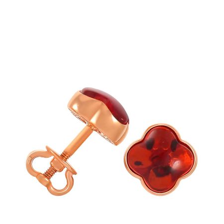 Золотые серьги с янтарем из коллекции КЛЕВЕР