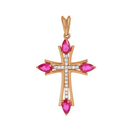 Подвеска-крестик TALANT из золота с рубинами и бриллиантами