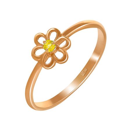 Кольцо TALANT Цветок из золота с цитрином