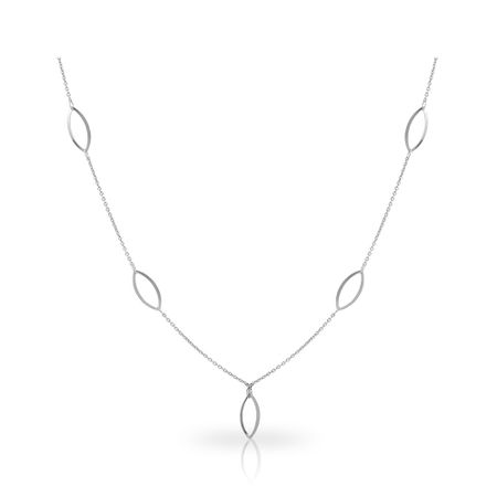 Серебряное колье Лист с родированием