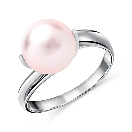 Серебряное кольцо с жемчугом SWAROVSKI и родированием