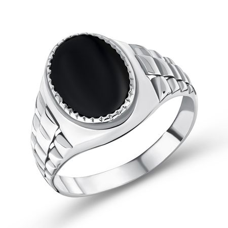 Серебряное кольцо-печатка с ониксом