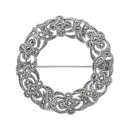 Серебряная брошь с марказитами и чернением