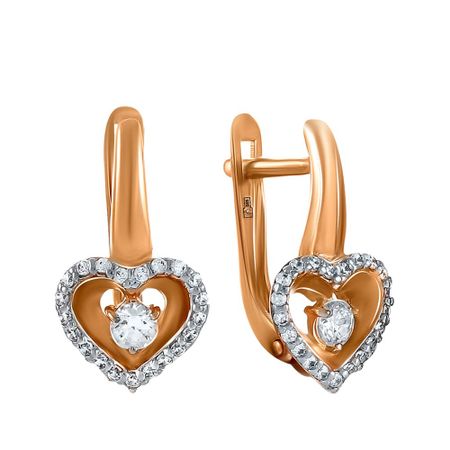 Серьги из золота с кристаллами SWAROVSKI и фианитами