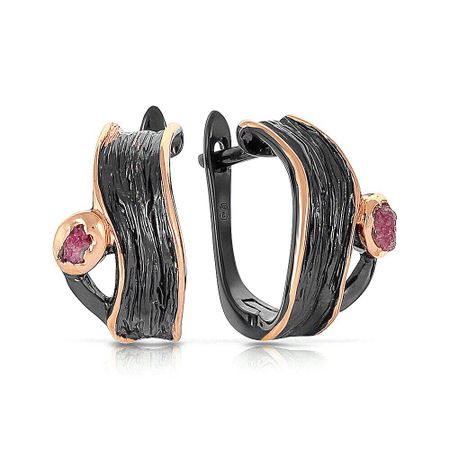 Серьги из серебра с рубинами, коллекция Калипсо