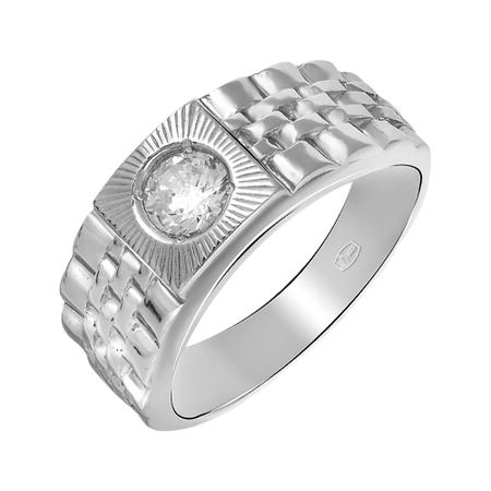 Серебряный перстень с горным хрусталем и родированием