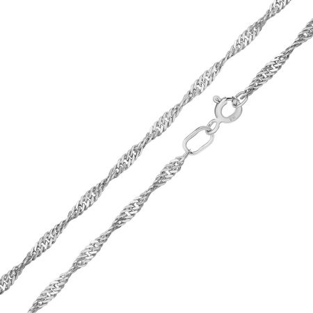 Золотая полновесная цепочка Сингапур с алмазной гранью и родированием