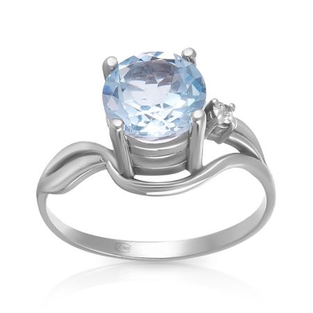 Кольцо из серебра с топазом и фианитом