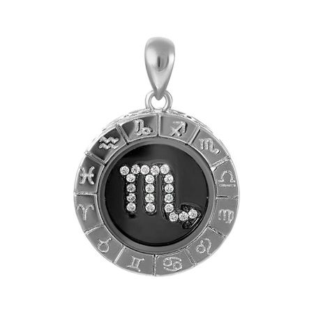 Серебряная подвеска с фианитами со знаком зодиака Скорпион