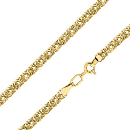 Золотая пустотелая цепочка Тройной ромб с алмазной гранью