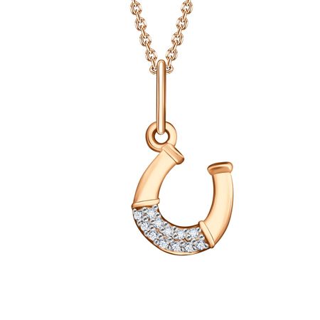 Золотая подвеска Подкова с фианитами