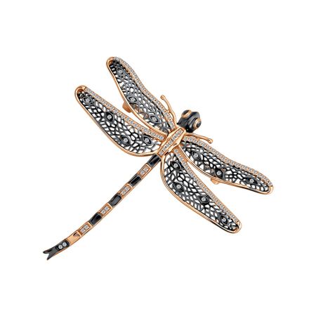 Серебряная брошь с кристаллами и фианитами