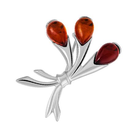 Брошь из серебра с янтарем
