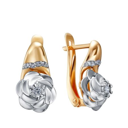 Серьги Роза из золота с бриллиантами двух ная памятная монета love из розового золота трехмерный рельеф роза любовь юбилей подарок на день святого валентина годовщины свадьбы