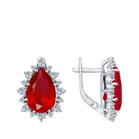 Серьги SOKOLOV из серебра с рубинами и фианитами